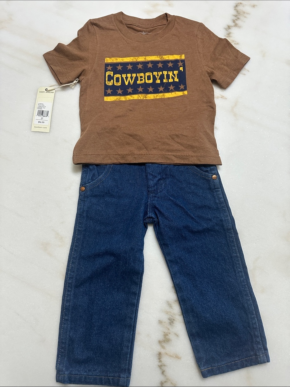 Wrangler Brown & Blue 'Cowboyin' Kids Matching Set